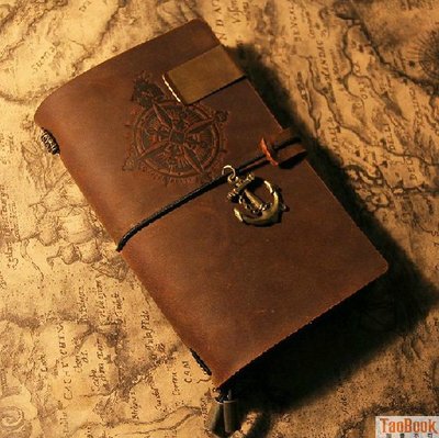 海盜款旅行記事本 手工牛皮本真皮筆記本子 複古歐式日記本(護照款)