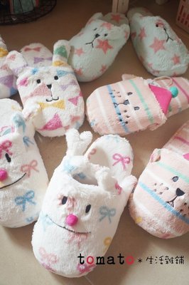 ˙ＴＯＭＡＴＯ生活雜鋪˙日本進口雜貨2015Present CRAFTHOLIC耶誕節限定款熊兔子麋鹿雀斑狗室內拖鞋
