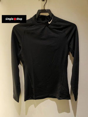 【Simple Shop】NIKE PRO 運動長袖 高領 束衣 彈性 長束衣 刷毛 緊身衣 黑色 CU4971-010
