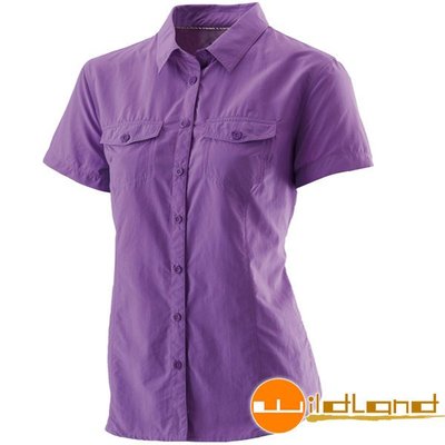 【荒野】W1203-29 紫羅蘭 WildLand 女排汗抗UV短袖襯衫 UPF30+防曬襯衫/登山休閒服