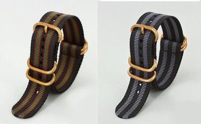 ZULU STRAP 5-RING STRAP。加厚尼龍軍用錶帶。銅環錶扣。北約NATO。20mm、22mm、24mm