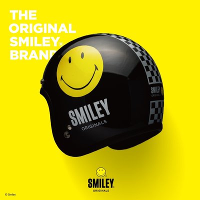 (I LOVE樂多) Gallop x SMILEY HELMET 黃色笑臉 聯名款 3/4 半罩安全帽 黑色
