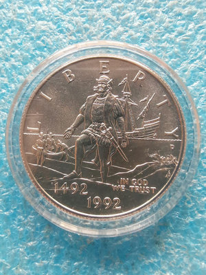 美國1992年哥倫布發現美洲500周年半美紀念幣21463