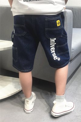 日系AAPE款式潮流夏季猿人多口袋男女童兒童裝牛仔短褲五分褲子