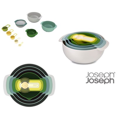 英國代購 專櫃正品 Joseph Joseph 最新自然色 量杯打蛋盆9件組