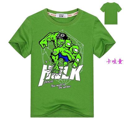 【現貨】夏季新品兒童男童中小童綠巨人浩克圖案純棉短袖T恤漫威Superhero Hulk半袖衣服