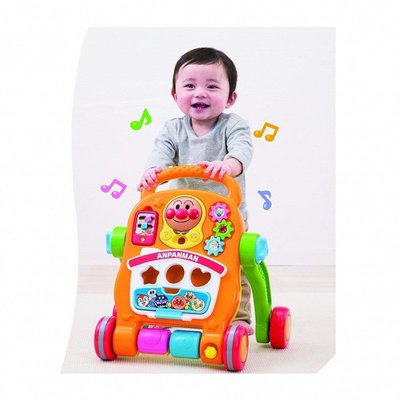 日本正版 益智學步拖車玩具 麵包超人 手推兒童玩具 滑步車 手推 學行玩具車 音樂推車玩具 學步車17031600009