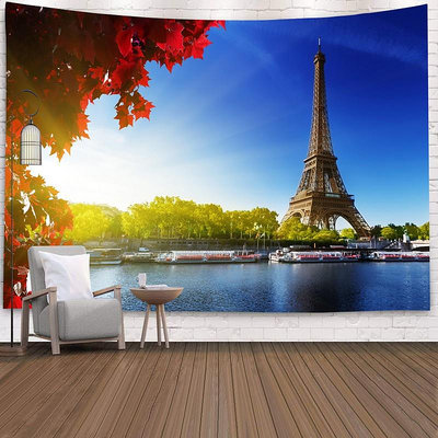 《原創 高清》北歐ins背景布巴黎鐵塔埃菲爾鐵塔掛布床頭牆布裝飾畫網紅掛毯牆布掛簾布畫掛畫裝飾布藝術牆 歐洲建築風格掛布