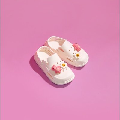 現貨熱銷-[Bellygom X Wiggle wiggle] 粉紅熊+笑臉花洞洞鞋釦組合