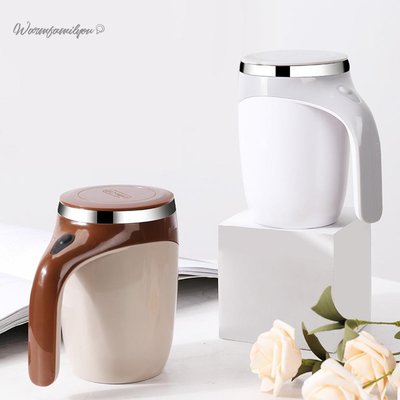 自動攪拌杯不鏽鋼咖啡杯便攜蛋白粉電動磁化杯懶人水杯印刷馬克杯-現貨
