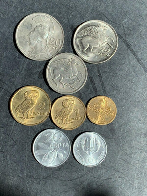 【二手】 原光難得，希臘1973年火鳳凰8硬幣 按圖，一物一76 紀念幣 錢幣 收藏【奇摩收藏】