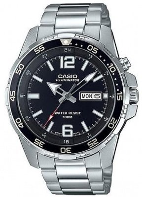 【金台鐘錶】CASIO 卡西歐  不鏽鋼錶帶 防水100米  MTD-1079D-1A2（超級LED光源燈）