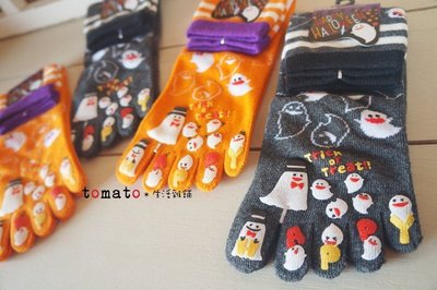 ˙ＴＯＭＡＴＯ生活雜鋪˙日本進口雜貨萬聖節限定幽靈萬聖派對圖樣五指襪(現貨+預購)