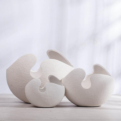 花瓶陶瓷花瓶創意現代時尚白色蛋殼花插素燒家居裝飾品擺件