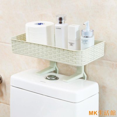 MK生活館居家家 免打孔浴室置物架壁掛衛生間用品吸壁式廁所馬桶塑膠收納架【】