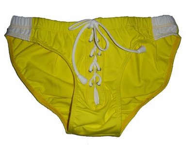 A-PO小舖 運動三角泳褲 橄欖球抽繩 黃色 L號 國外進口 全新品 特價 159