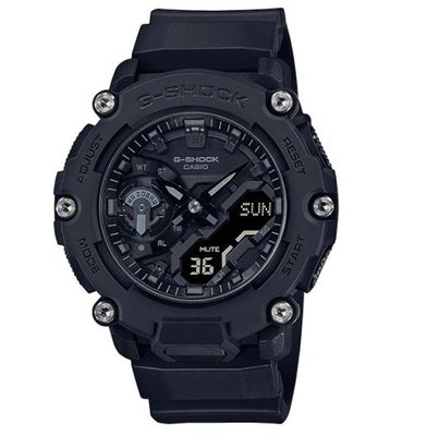 【CASIO G-SHOCK】(公司貨) GA-2200BB-1A 三層構造完美整合錶圈、背蓋和按鈕，使錶殼厚度縮小