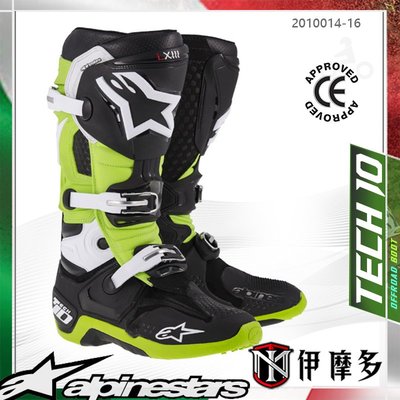 伊摩多※EU42義大利Alpinestars 頂級越野車靴 Tech 10 Boot  競技款2010014-16黑綠