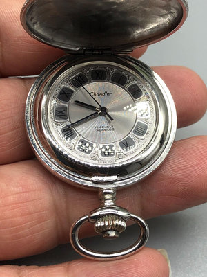 瑞士Chandler錢德勒機械懷錶掛錶 通體雕花 羅馬刻度