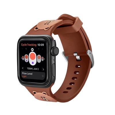 小胖 Apple Watch 5/4/3/2/1 呆萌卡通小熊蘋果手錶柔軟矽膠錶帶 38 42 40 44mm 替換腕帶