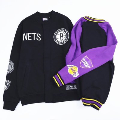 Cover Taiwan 官方直營 湖人隊 Kobe LBJ 籃網隊 嘻哈 情侶裝 棉質棒球外套 黑色 紫色 (預購)