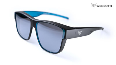 《名家眼鏡》wensotti威騰休閒運動外掛套鏡wi3757-M21白水銀鏡片搭鏡框內砂透明天空藍/黑
