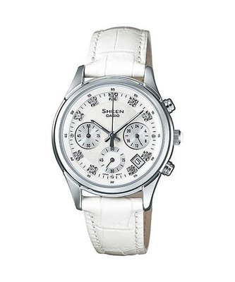【CASIO 專賣】SHE-5023L-7A 採用真皮錶帶與施華洛世奇R元素，呈現非凡質感與真摯心意