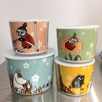 日本 新款 嚕嚕米 陶瓷 密封 保鮮盒 禮盒組 小不點 Moomin 保鮮碗微波密封碗 收納盒 收納罐 密封罐 生日禮物