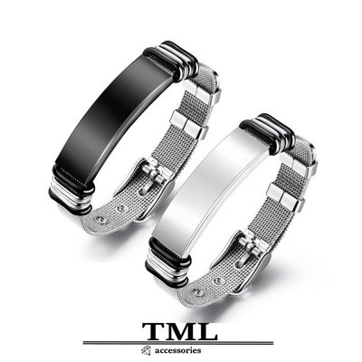 TML 時尚網錶彎牌鈦鋼手鍊 鈦鋼男士手環 (GH934)