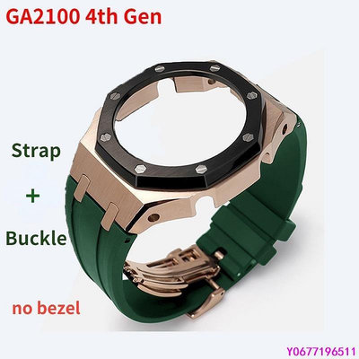 新款推薦 Ga2110 手錶的第 4 代第三代 GA2100 Mod 金屬錶殼錶帶橡膠錶帶不銹鋼表圈錶帶   帶工-可開