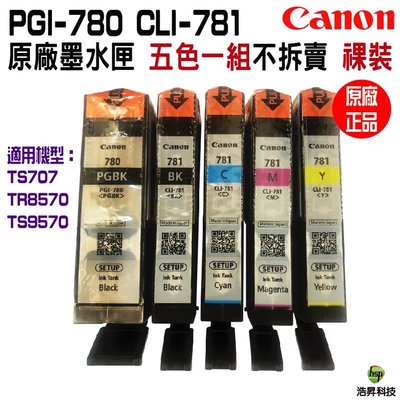 CANON PGI-780XL+CLI-781 五色一組 不分售 原廠裸裝墨水匣 適用 TS707 TR8570 TS9570