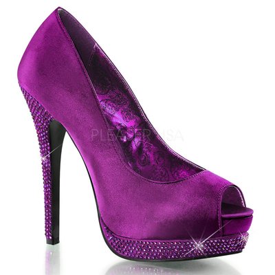 Shoes InStyle《五吋》美國品牌 BORDELLO 原廠正品水鑚緞面厚底高跟魚口鞋 出清『紫色』