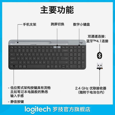 鍵盤 鍵盤 靜音鍵盤限時直降羅技鍵盤 K580鍵盤便攜超薄靜M380鼠標B15