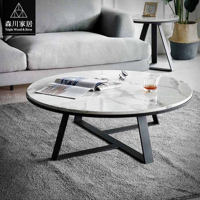《森川家居》PLT-40LT01-現代輕奢設計石面圓茶几 北歐餐廳民宿/餐椅收納設計/美式LOFT品東西IKEA