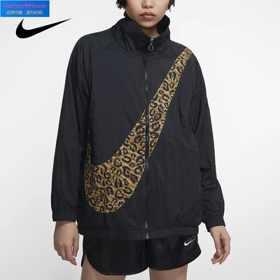 『Fashion❤House』Nike/耐克正品2020新款女子立領豹紋LOGO運動休閑夾克外套CT1699