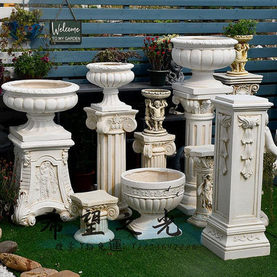 底座歐式花盆羅馬柱擺件婚慶婚禮道具柱子底座復古花園庭院陽臺裝飾