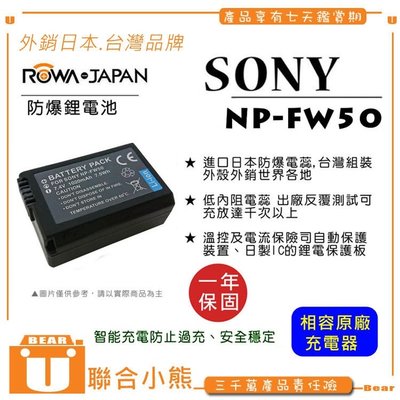 【聯合小熊】現貨 ROWA SONY NP-FW50 電池 NEX-5R NEX-5RL NEX5T NEX-5T