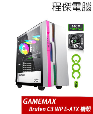 【GAMEMAX】Brufen C3 COC E-ATX下置式 側透機殼-白粉 實體店家『高雄程傑電腦』