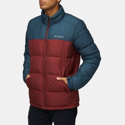 美國百分百【全新真品】Columbia 外套 夾克 哥倫比亞 羽絨 防風 口袋 休閒 暗紅色 XL號 J690