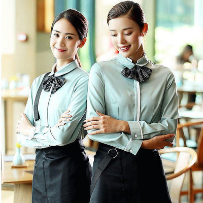 服 務員工作服 餐飲西餐快餐廳咖啡奶茶蛋糕店工裝長袖襯衫