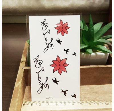 【萌古屋】英文紅花 - 男女防水紋身貼紙刺青貼紙K12