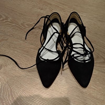 [綁帶鞋] fm shoes 時尚綁帶尖頭平底包鞋 / 羅馬鞋