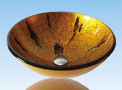 FUO衛浴:42公分 彩繪工藝 藝術強化玻璃碗公盆 (WY15049)預訂!
