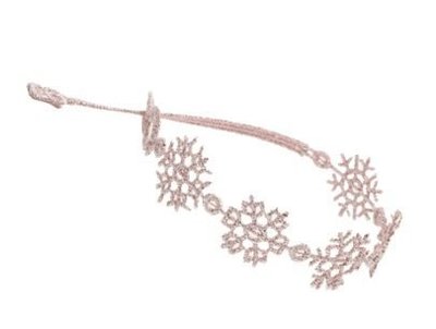 我愛巴黎 ♥ 義大利品牌Cruciani蕾絲編織許願幸運手環 雪花Snowflake 淺粉銀蔥 現貨