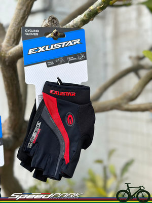 【速度公園】EXUSTAR E-CG950 紅色 自行車短指手套 內襯Gel吸震墊 自行車手套 M/L/XL
