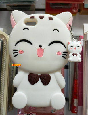 APPLE-iPhone6 Plus / 6S Plus ♥庫存出清♥ 白貓貓立體造型乳膠保護套附同款掛飾