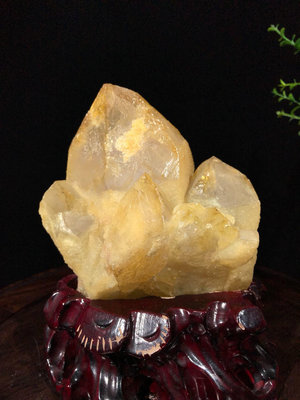 巴西 黃水晶晶簇帶座高17×12×10厘米 重1.8公斤260208 奇石 擺件 原石【清雅齋】