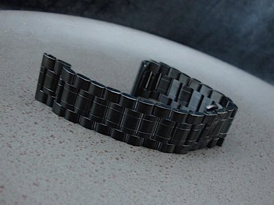 黑色超值28mm平頭實心不鏽鋼製錶帶, 雙按式蝴蝶表扣,可替代nixon diesel elle sevenfriday