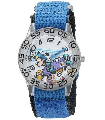 預購 美國 Disney Mickey 熱賣款 石英機芯 可愛滑板米奇兒童手錶 指針學習錶 尼龍錶帶 生日禮