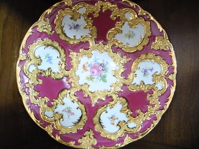 老嫗的收藏來一只德國麥森MEISSEN 瓷器老物件約1920-1940年顏色嬌豔胭脂紅稀品釋出難得一見完美品大盤子